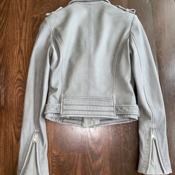 $1295 IRO Luigaspe Gray Leather Motorcycle Jacket sz 0 FR 34 - Picture 7 of 9